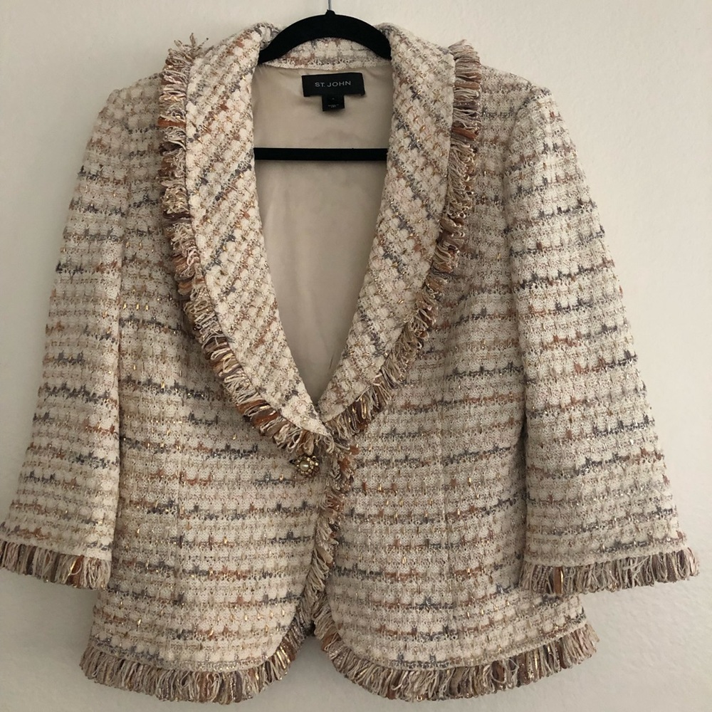 St Johns gold and beige tweed jacket